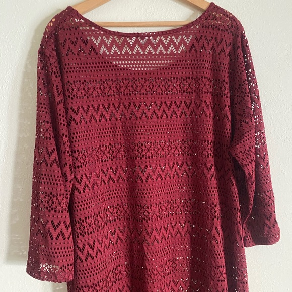 Burgundy Cato Lace Over Dress/Cover Up - Picture 5 of 6